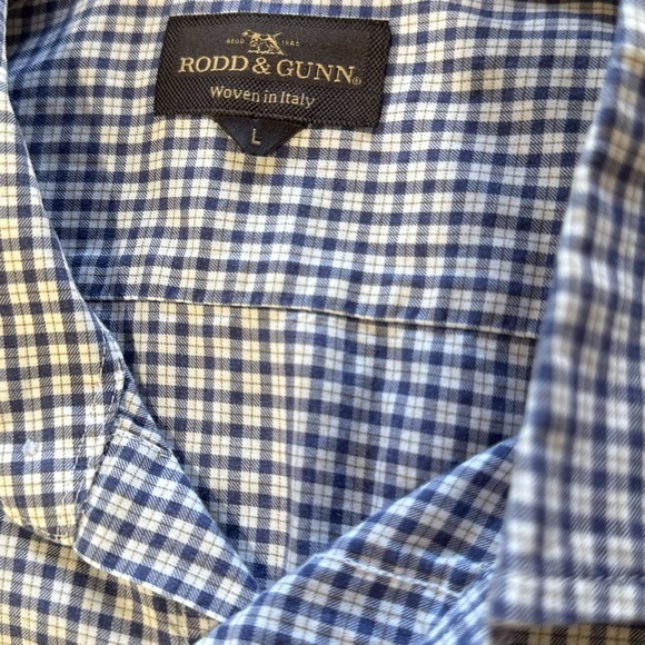 Rodd & Gunn Shirt Men's Sz Large Italian, cotton Long Sleeve white and blue - Picture 4 of 8